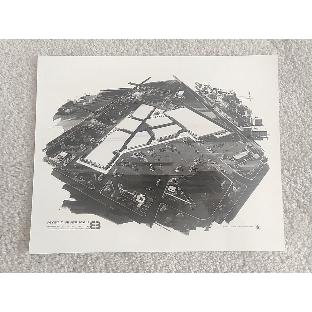 Mystic River Mall Massachusetts Architectural Rendering Mid-Century Design